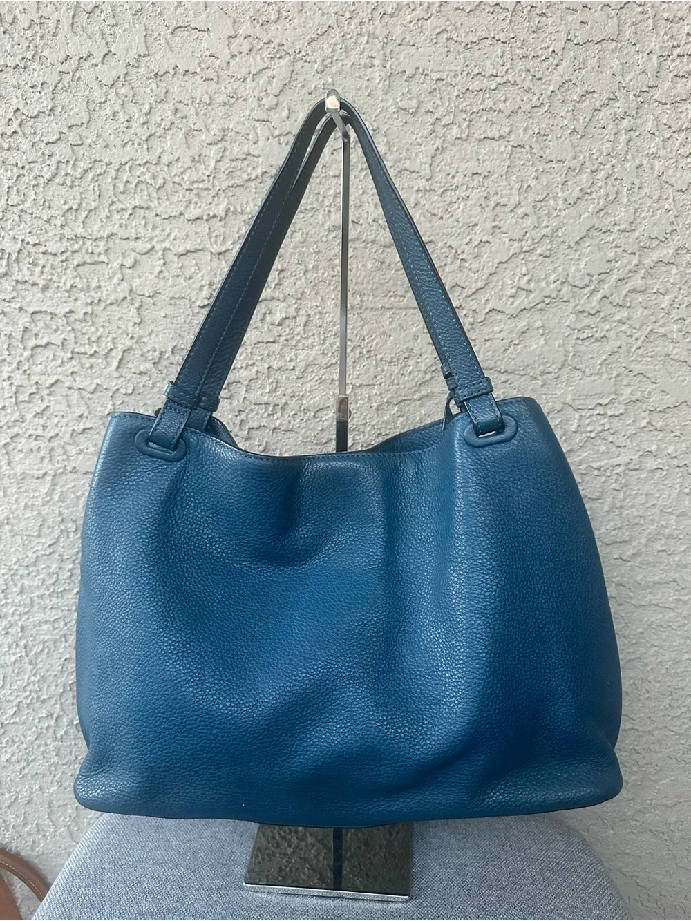 TORY BURCH Teal Leather Tassel Shoulder Bag